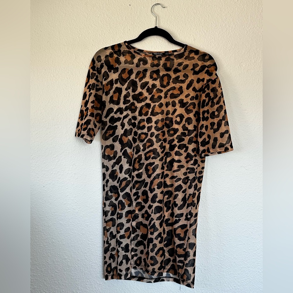Nasty Gal Sheer Leopard Animal Print Blouse / Mini Dress